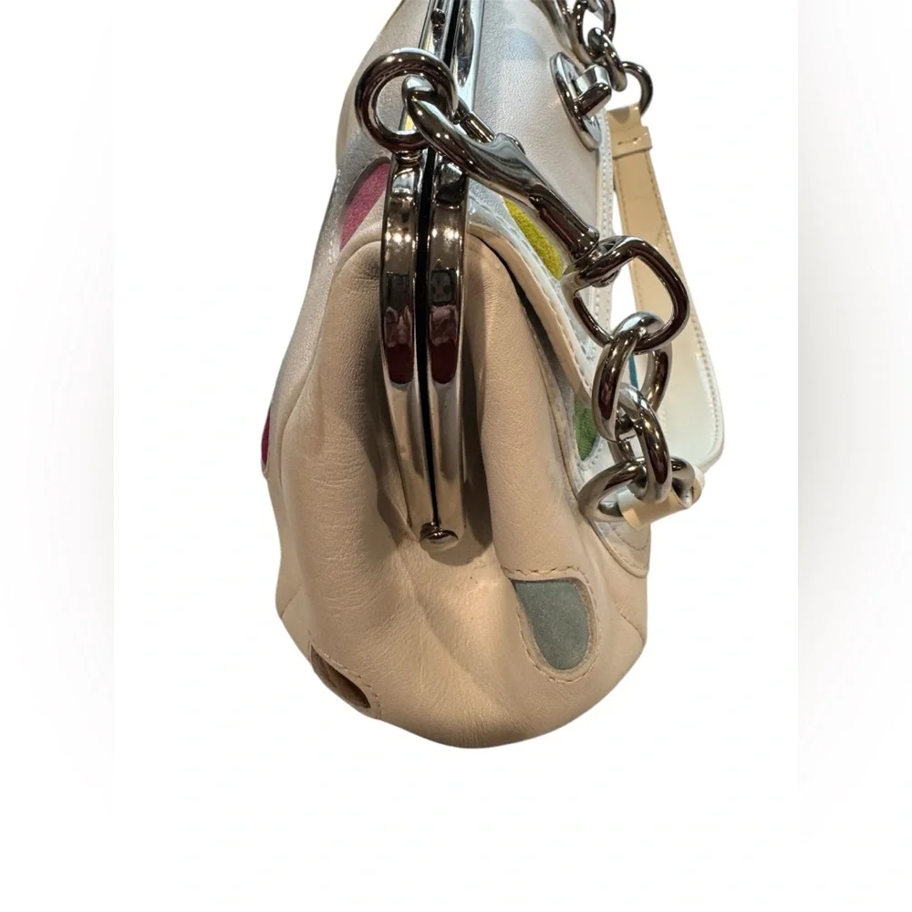 COACH SPECIAL EDITION MULTICOLORED POLKA DOT KISSLOCK FRAME SATCHEL BAG #3679 - Picture 10 of 11